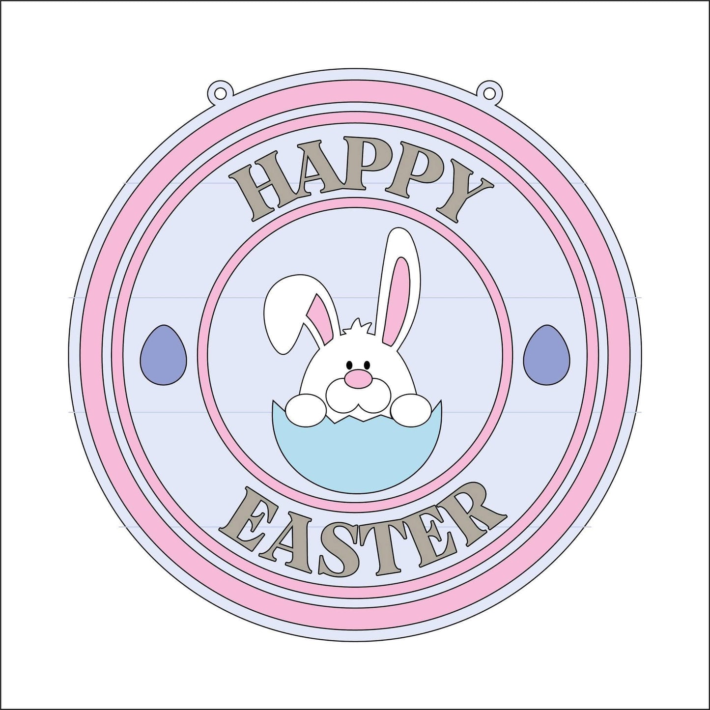 20cm Happy Easter Bunny In Egg Round Sign
