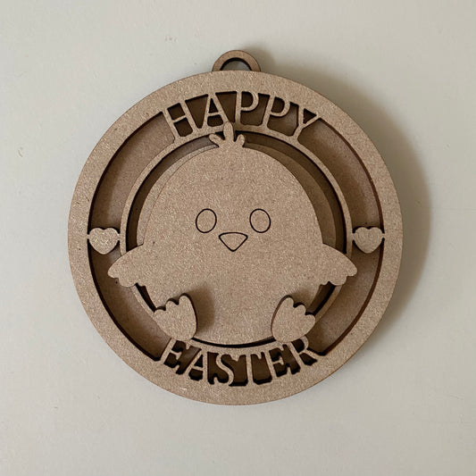 10cm Chick Happy Easter Bauble