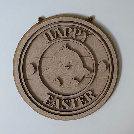 20cm Happy Easter Chick Round Sign