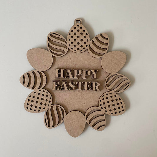 20cm Happy Easter Eggs Wreath