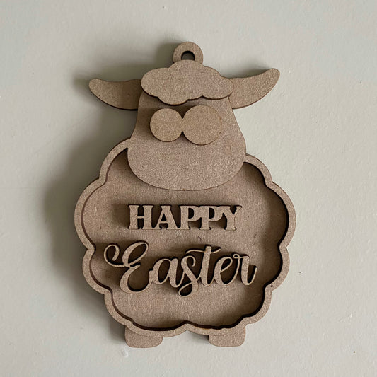 11.5cm Happy Easter Sheep Bauble