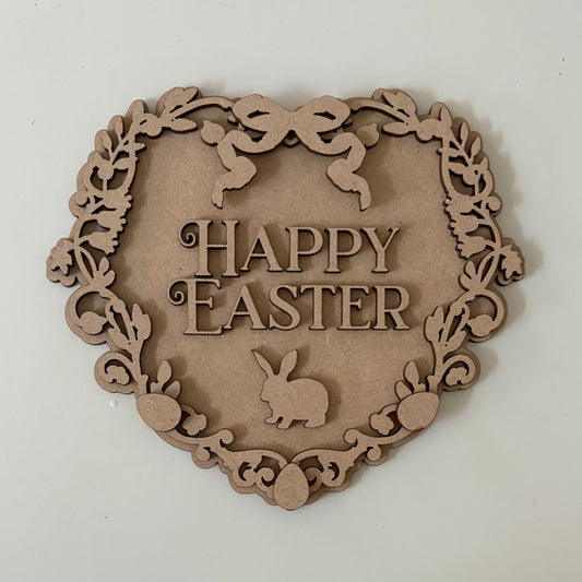 20cm Happy Easter Heart Sign