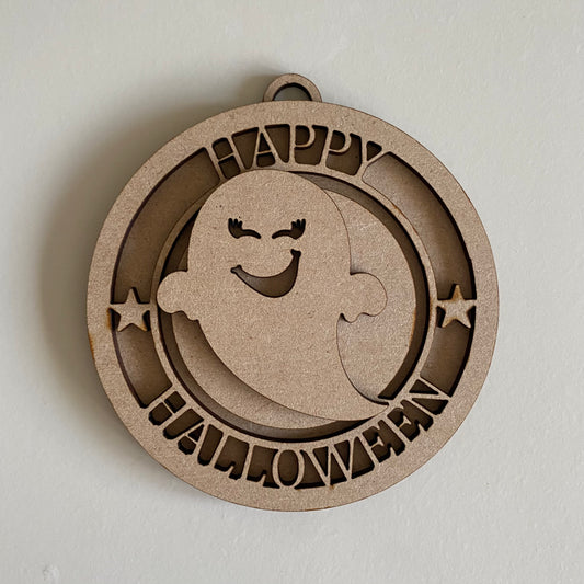 10cm Happy Halloween Ghost Bauble