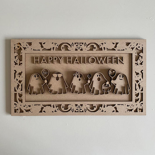 30cm Happy Halloween Ghosts Sign