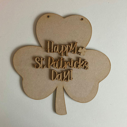 25cm Happy St Patrick's Day Shamrock Sign