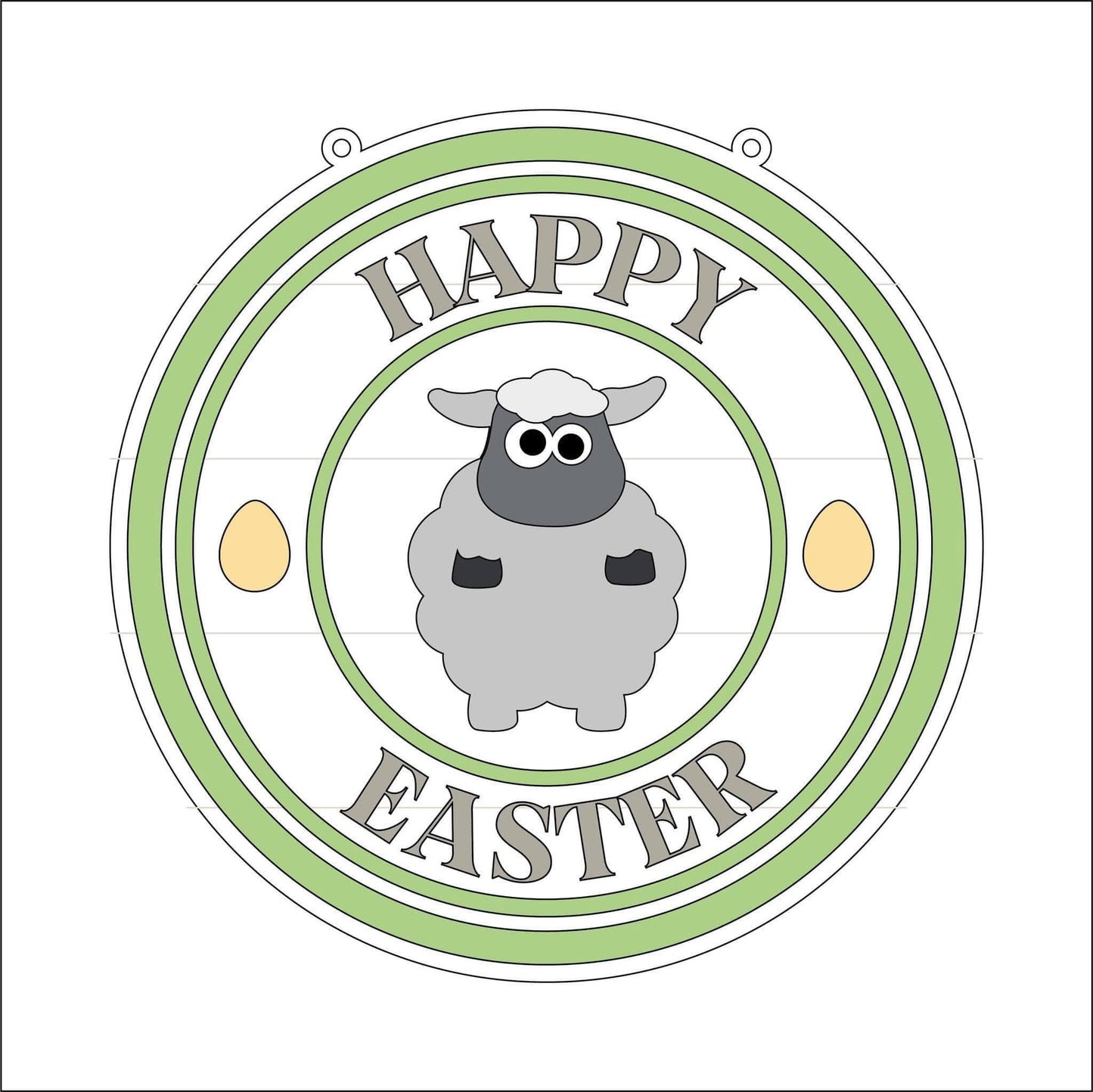 20cm Happy Easter Sheep Round Sign