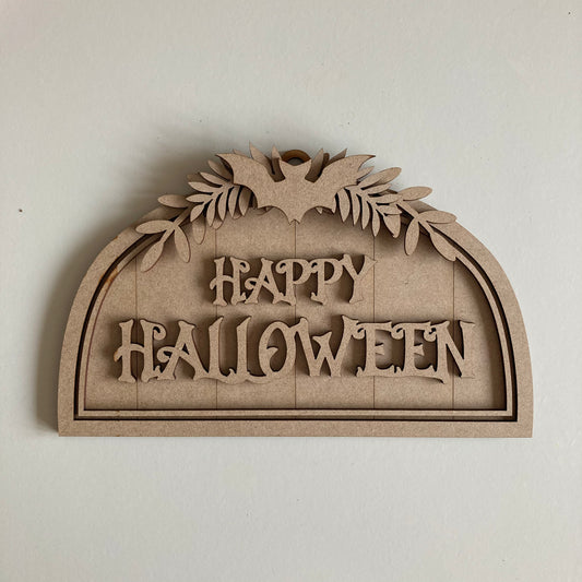 25cm Happy Halloween Semi Circle Sign