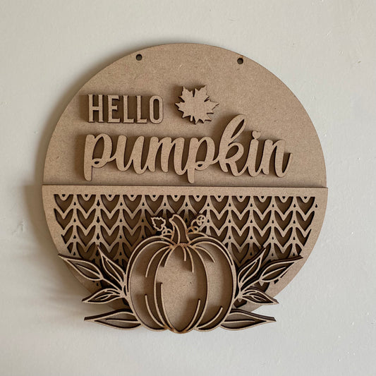 20cm Hello Pumpkin Autumn Sign