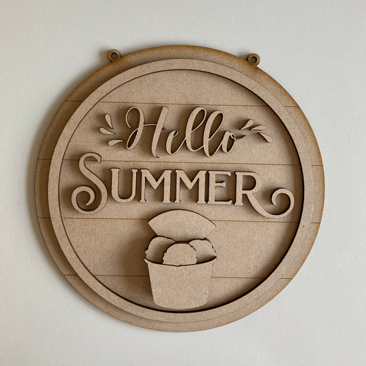 20cm Hello Summer Ice Cream Sign
