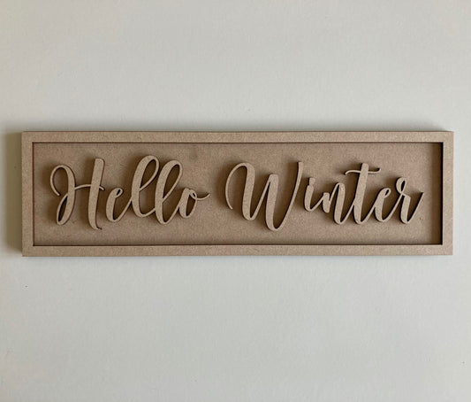30cm Hello Winter Rectangle Sign