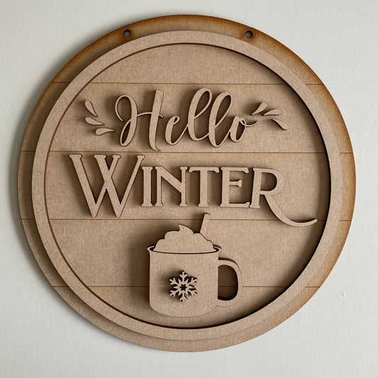 20cm Hello Winter Sign