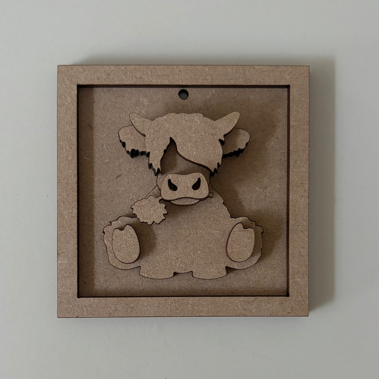 10cm Highland Cow With Daisy Mini Frame