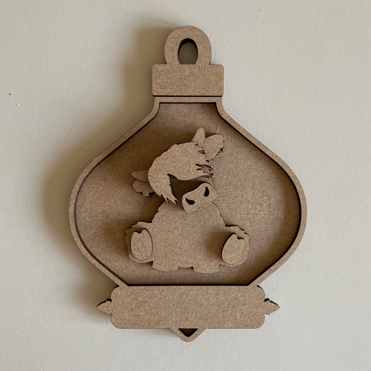 14.5cm Highland Cow With Tilted Head Fancy Bauble