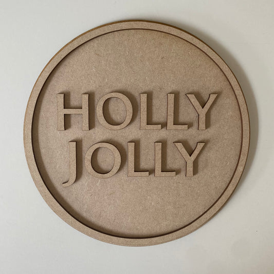 20cm Holly Jolly Sign