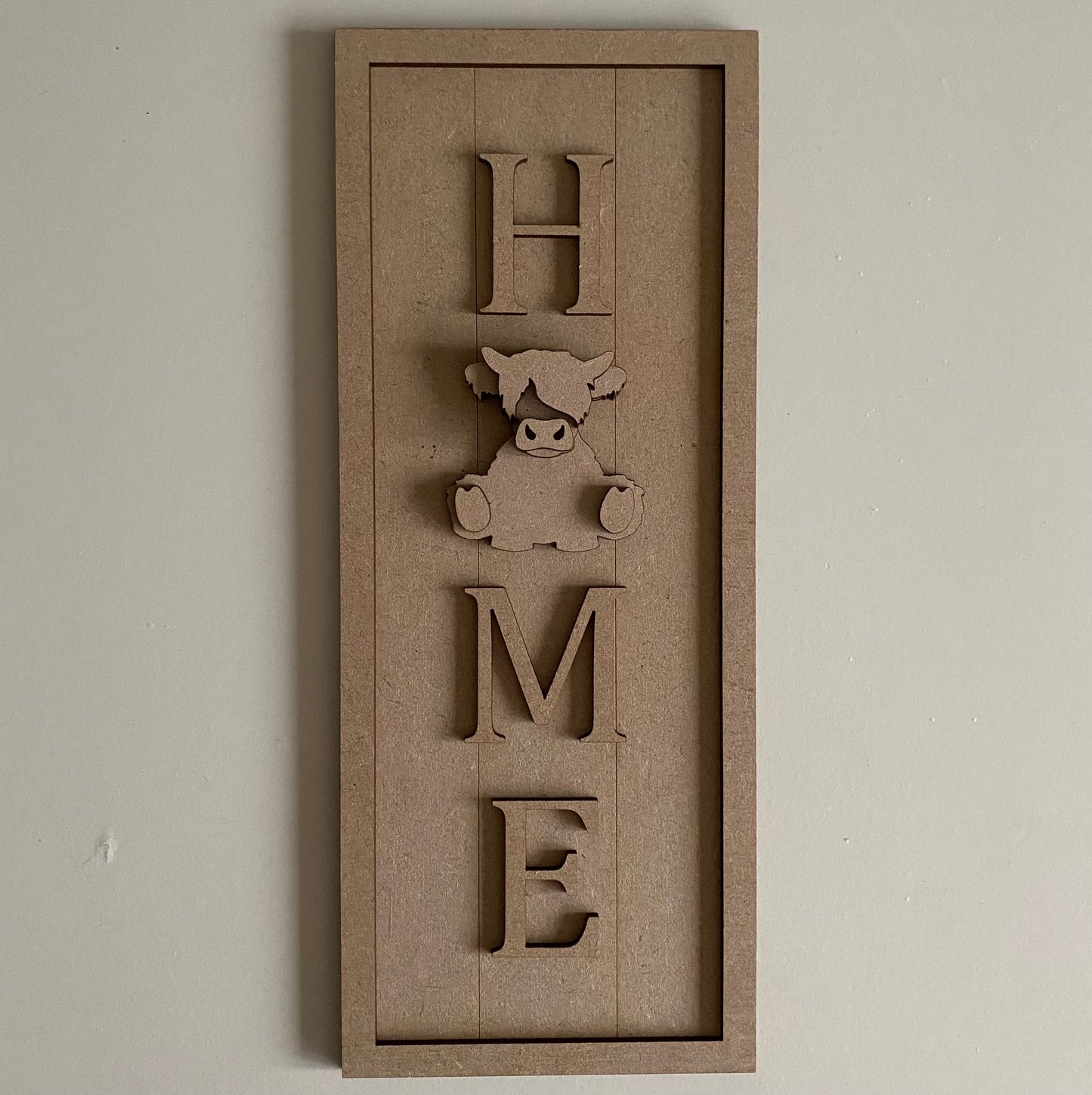 30cm Home - Highland Cow Sign