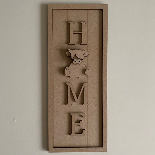 30cm Home - Highland Cow Sign
