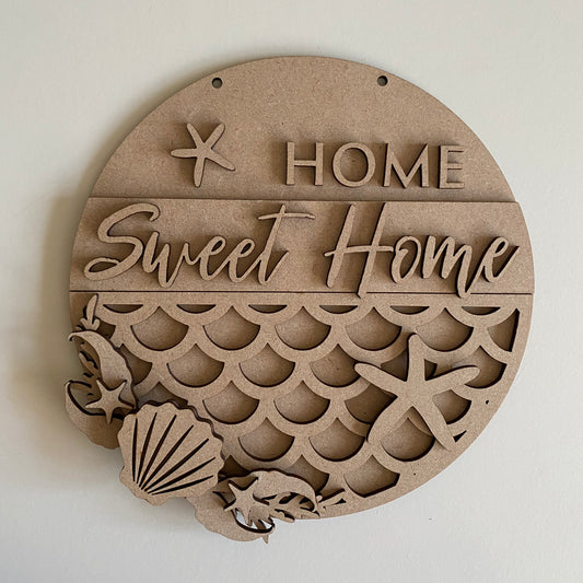 20cm Home Sweet Mermaid Scales Sign