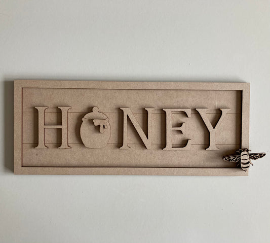 30cm Honey Rectangle Sign