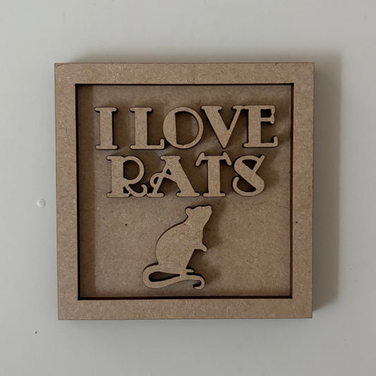 9cm I Love Rats Mini Frame