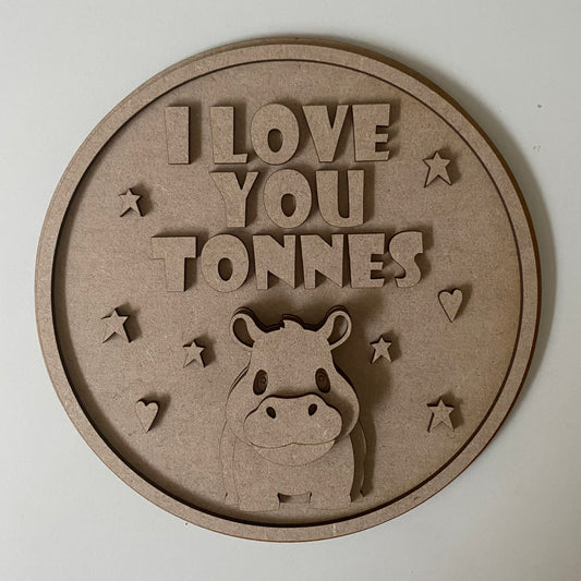 20cm I Love You Tonnes Hippo Sign