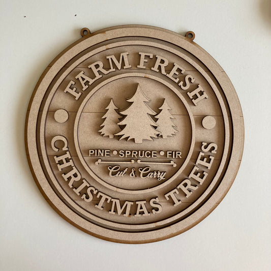 20cm Farm Fresh Christmas Trees Sign