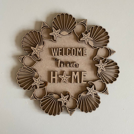 20cm Welcome To Our Home Shells Wreath
