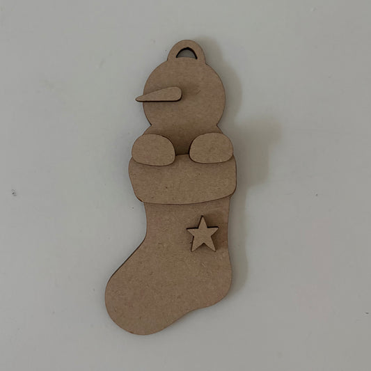10cm Snowman In Stocking Decoration