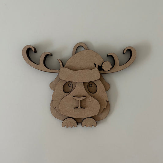 10cm Guinea Pig With Antlers Decoration