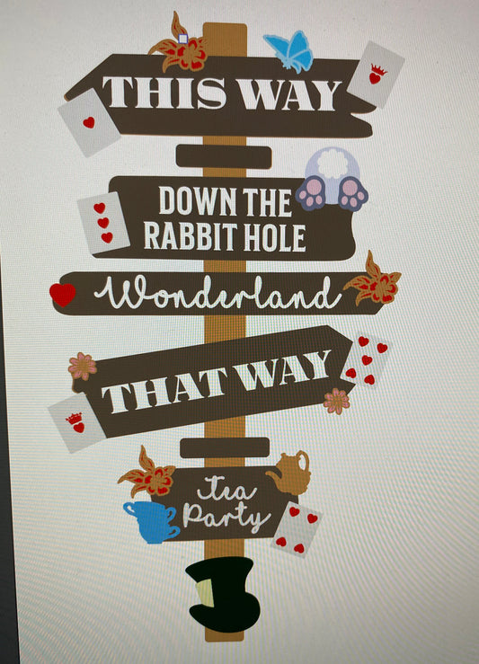 Wonderland Direction Signpost