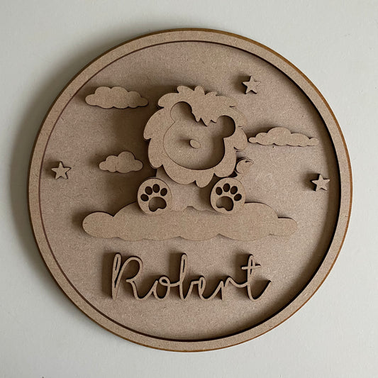 20cm Personalised Lion On A Cloud Sign