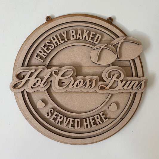 20cm Hot Cross Buns Round Sign