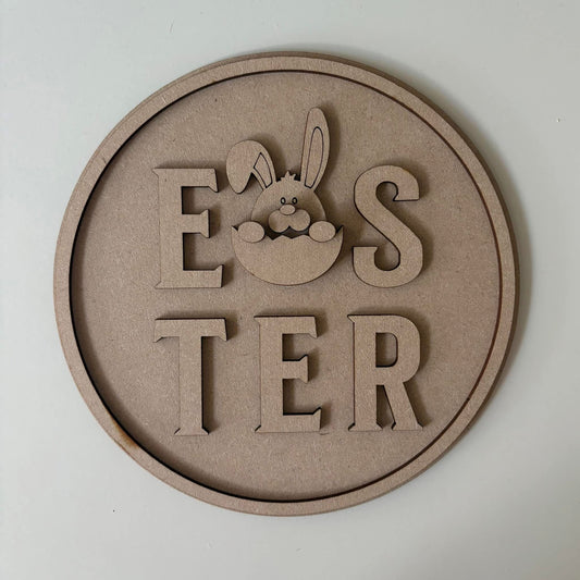 20cm Happy Easter Bunny in Egg Round Sign