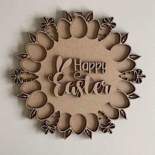 20cm Happy Easter Carrot & Egg Wreath