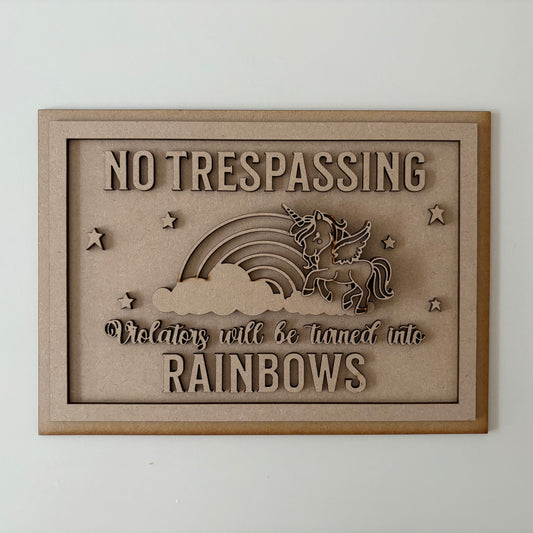 25cm No Trespassing Unicorn Sign