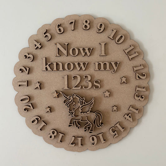 20cm 123 Unicorn Sign