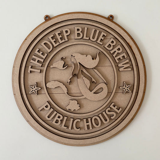 20cm The Deep Blue Brew Sign