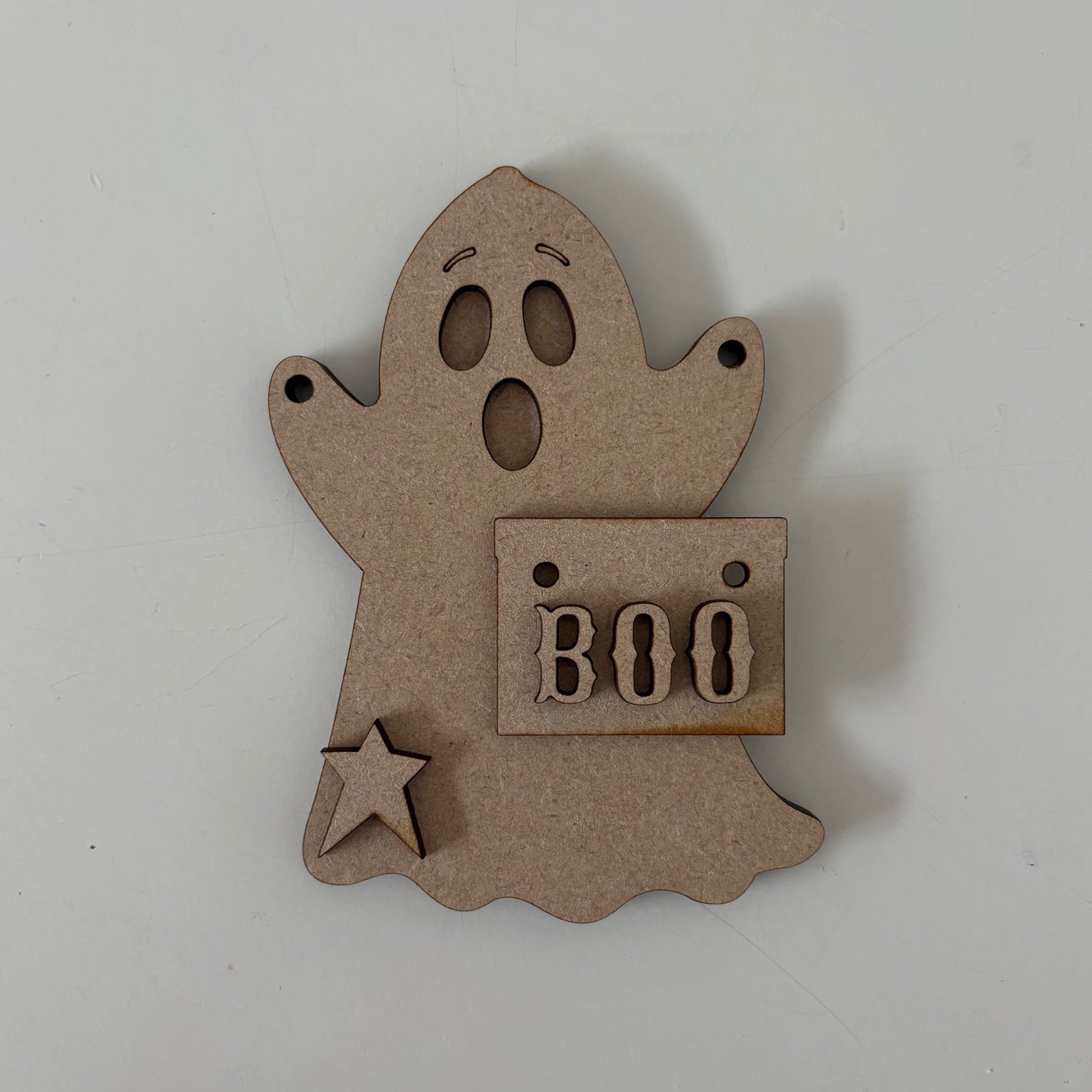 12.5cm Primitive Ghost With Boo Sign Decoration