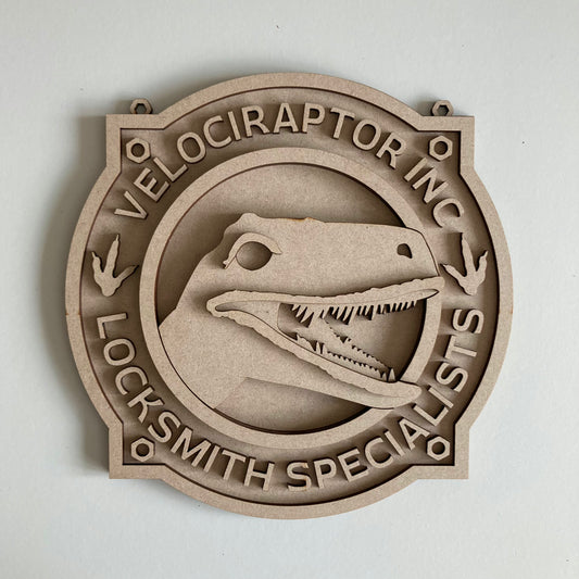 20cm Velociraptor Inc Locksmith Specialists Sign