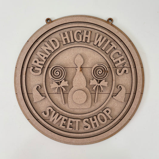 20cm Grand High Witch's Sweet Shop Sign
