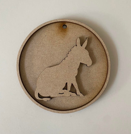 10cm Sitting Donkey Round Bauble