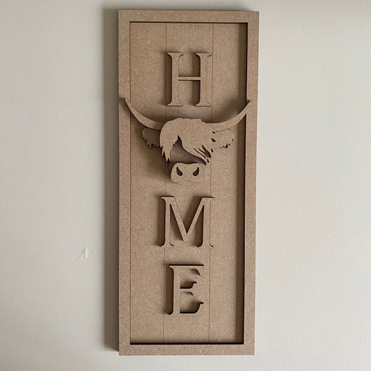 30cm Home - Highland Cow Head Sign