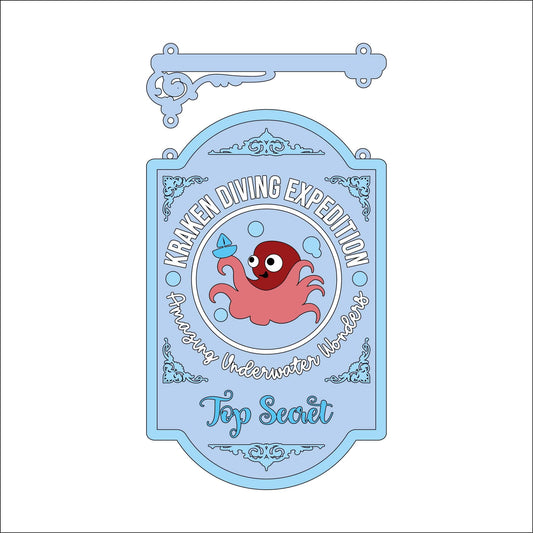 25cm Kraken Diving Expedition Hanging Sign
