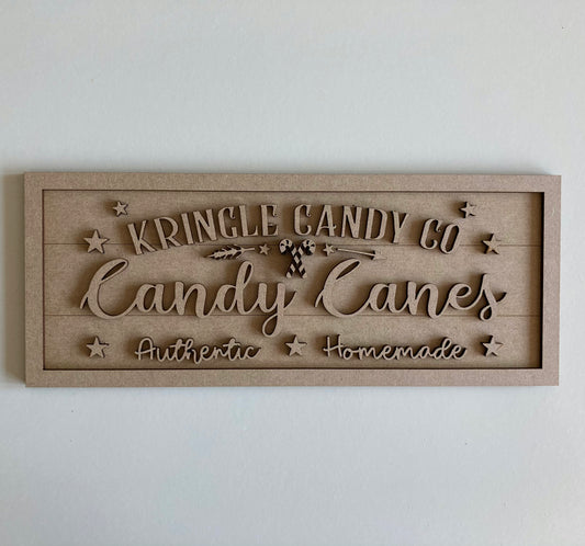 30cm Kringle Candy Cane Co Rectangle Sign