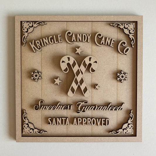 19cm Kringle Candy Cane Co Sign
