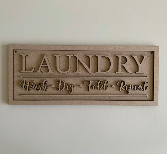 30cm Laundry Wash Dry Fold Repeat Sign