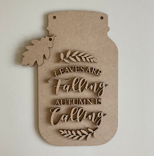 20cm Leaves Are Falling Autumn Is Calling Mason Jar