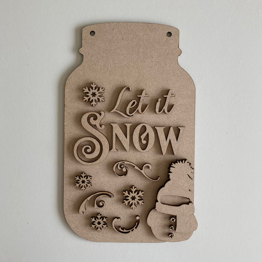 20cm Let It Snow Mason Jar
