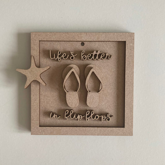 9cm Life's Better In Flip Flops Mini Frame