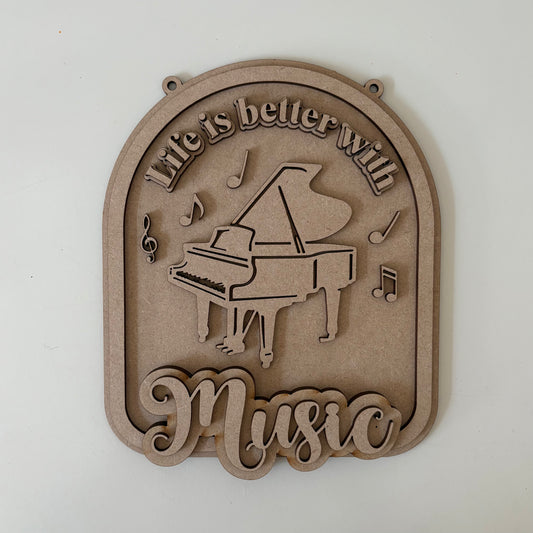 20cm Life Is Better With Music Sign