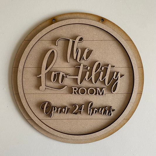 20cm Loo-tility Room Sign